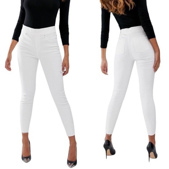 NWT Spanx Distressed Skinny Jeans Size M White - Picture 1 of 8